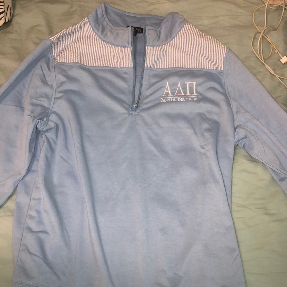 Alpha Delta Pi seersucker quarter zip jacket